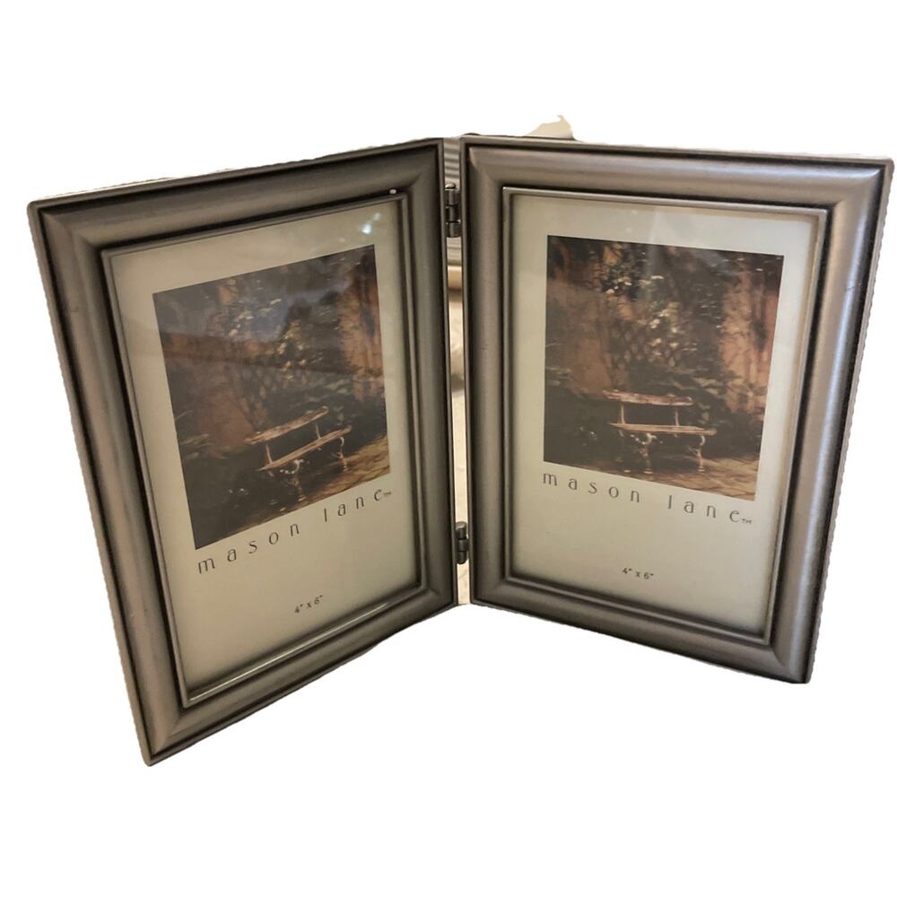 Mason Lane Double 10x6.75” Fits Two 4 x 6 Metal Double Photo Frame Pewter Color